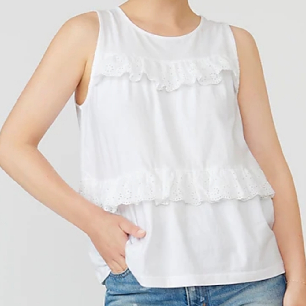 NWT J.CREW Tiered Eyelet Ruffle Tank